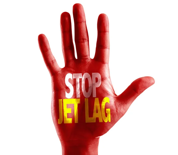 Stop Jet Lag written on hand — Stock Photo, Image