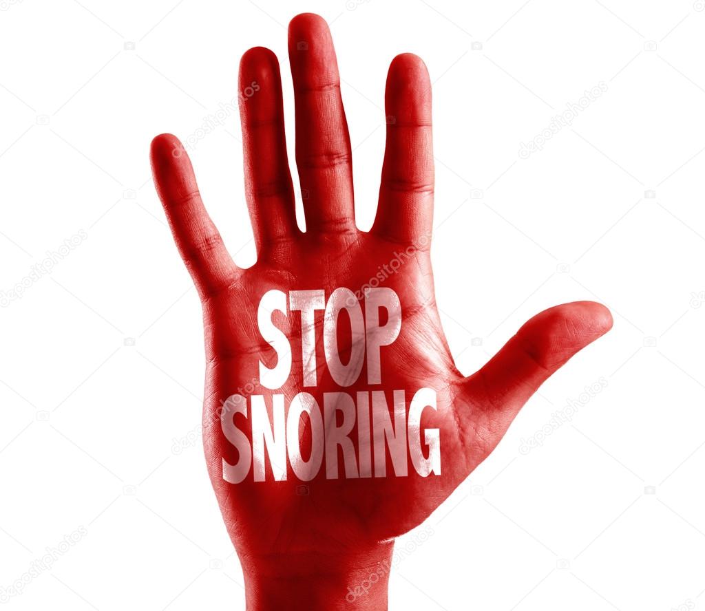 Stop Snoring written on hand