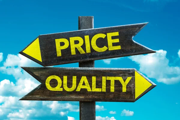 Pris - kvalitet skylten — Stockfoto