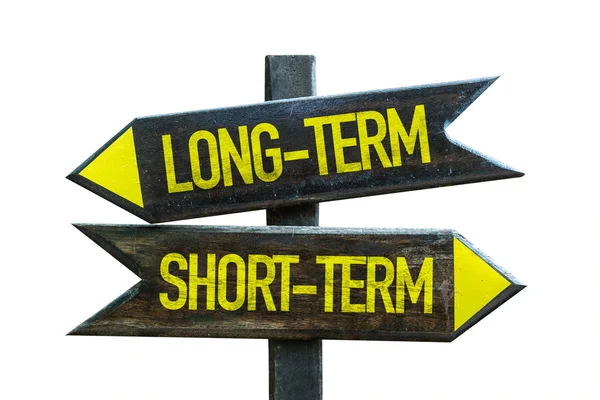Langfristig - kurzfristig Wegweiser — Stockfoto