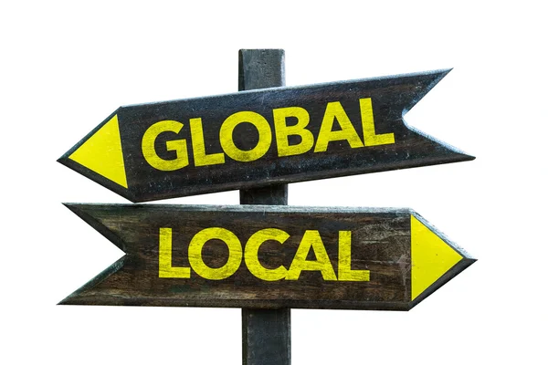 Globalt - lokalt skylten — Stockfoto
