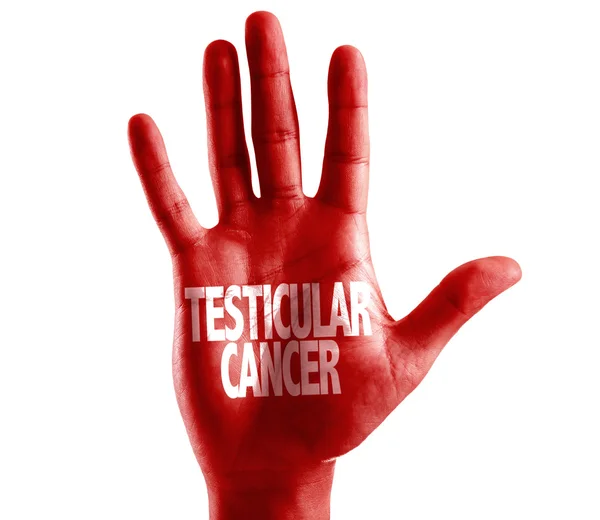 Cancer du testicule écrit sur la main — Photo