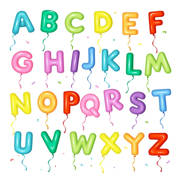 Цветной Шрифт Шара Детей Буквы Дня Рождения Детского Душа — стоковый вектор