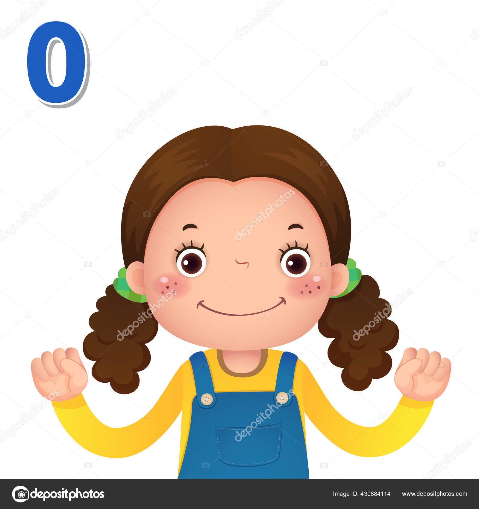 Learn Number Counting Kids Hand Showing Number Zero Stock Vector Image by  ©KanKhem #430884114