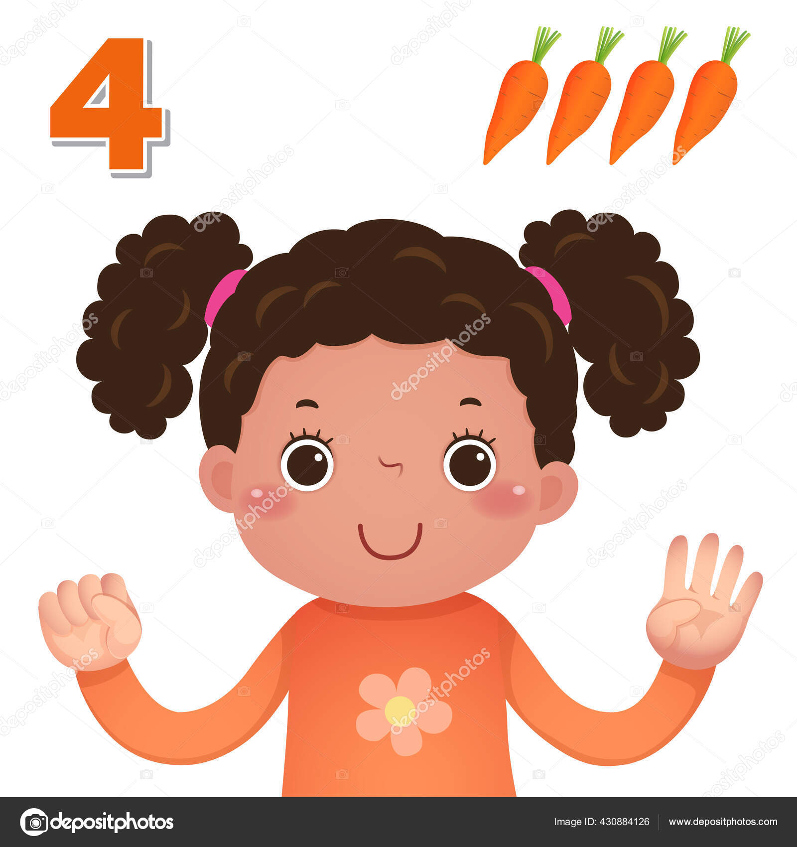 Learn Number Counting Kids Hand Showing Number Four Stock Vector by  ©KanKhem 430884126