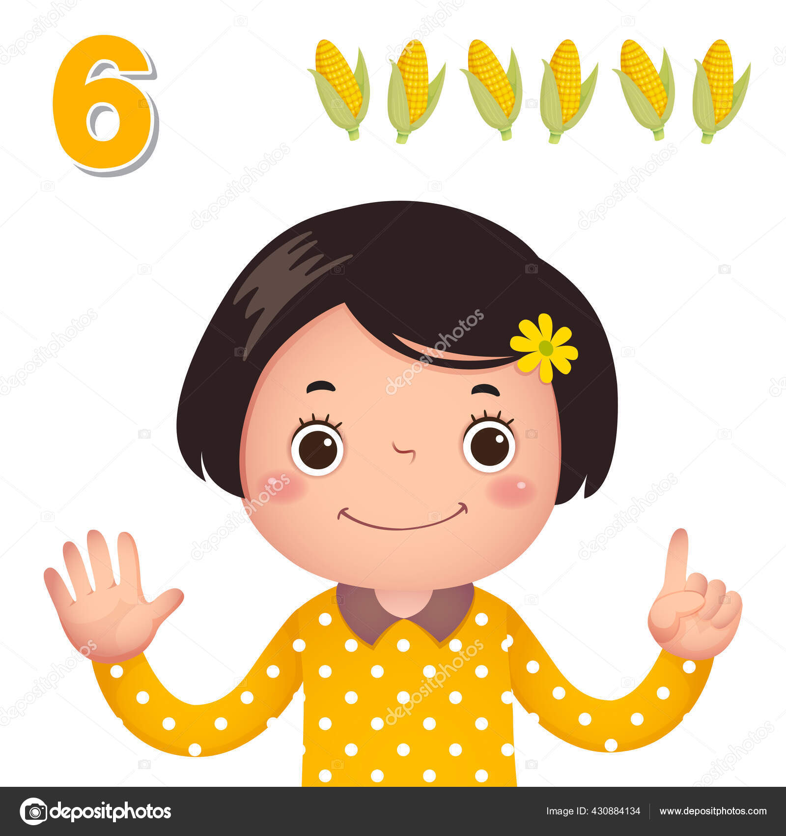 Learn Number Counting Kids Hand Showing Number Six Stock Vector Image by  ©KanKhem #430884134