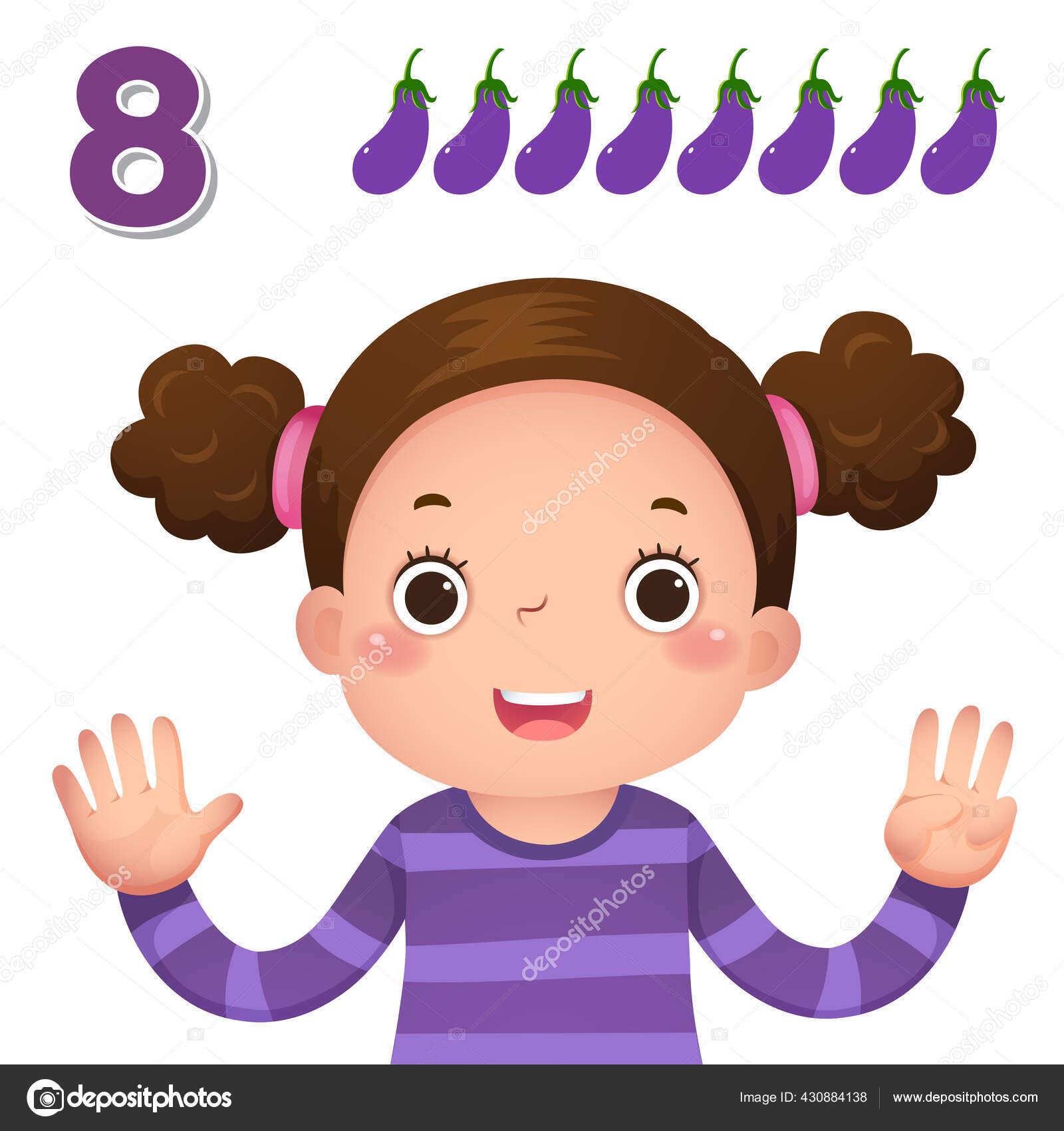 Learn Number Counting Kids Hand Showing Number Eight Stock Vector Image by  ©KanKhem #430884138