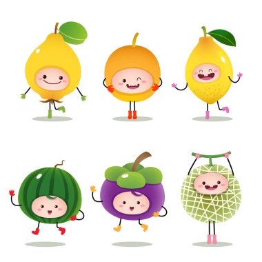Çizgi film meyveleri koleksiyonu