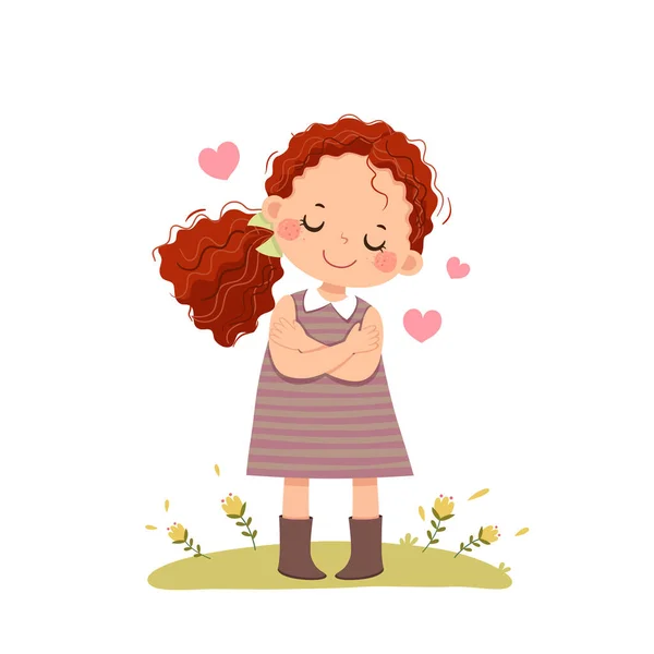 Dibujos Animados Ilustración Vectorial Pequeña Chica Pelirroja Del Pelo Rizado — Vector de stock