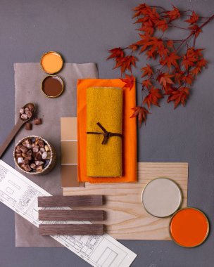 İç tasarım ve dekor için renk paleti ruh hali tahtası