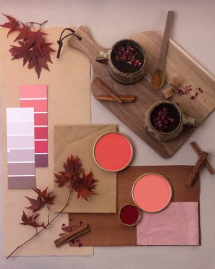 İç tasarım ve dekor için renk paleti ruh hali tahtası