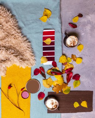 İç tasarım için sonbahar ruh hali tahtası