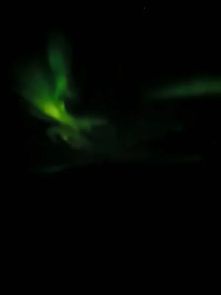 Zöld Aurora Borealis Fekete Égen Troms — Stock Fotó