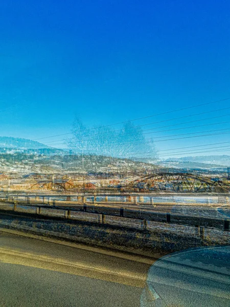 Lanskap Abstrak Dengan Jembatan Latar Belakang Drammen — Stok Foto
