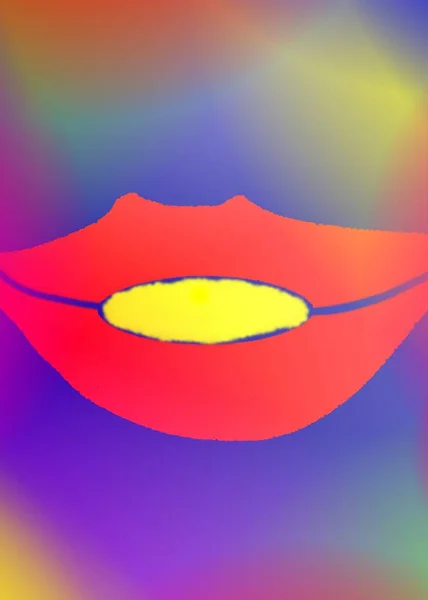 Labios Rojos Sobre Fondo Abstracto —  Fotos de Stock