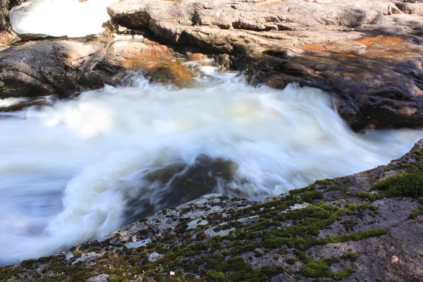 Water Flowing Rocks Solbergfossen — Stock Photo, Image