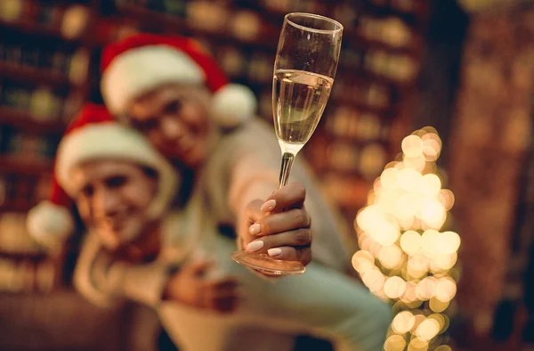 Blurred Image Romantic Couple Love Feeling Happiness Romance Spending Christmas — Fotografia de Stock