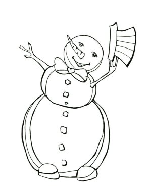 Kardan adamla resim boyama. Kış, kar.