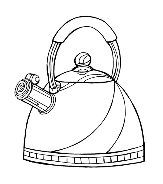 Teapot on a white background. Coloring illustration. — Stock Photo, Image