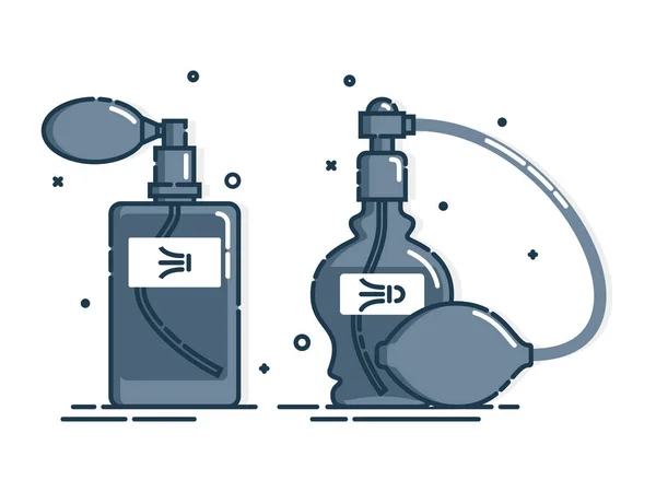 Δύο Μπουκάλι Άρωμα Απομονωμένο Εικονίδιο Λευκό Φόντο Γυαλιστερό Περιέκτη Πλαστικό — Διανυσματικό Αρχείο