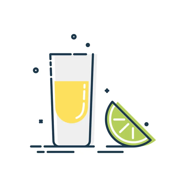 Лінія Арт Снеків Tequila Lime Мексиканський Напій Білий Фон Смачна — стоковий вектор