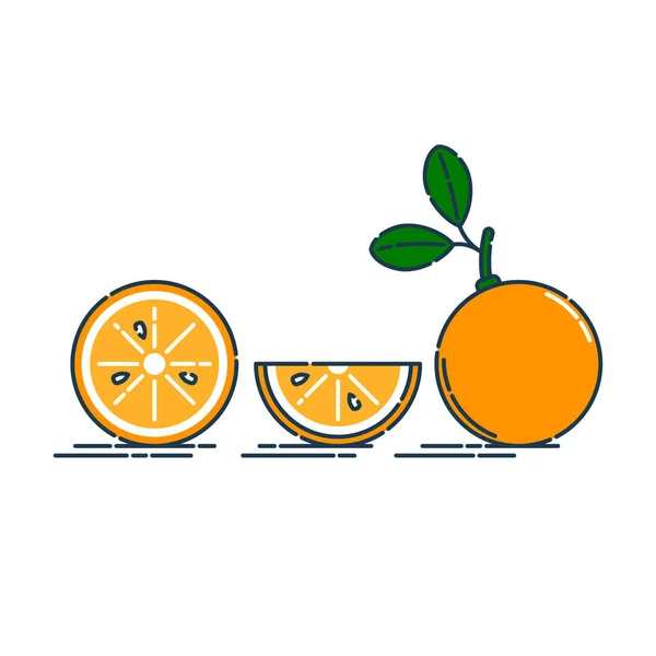 Ganze Scheiben Geschnittene Orangen Oder Mandarinenfrüchte Isoliert Auf Weißem Hintergrund — Stockvektor