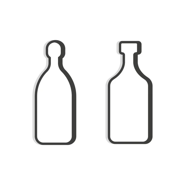 テキーラとラム酒のボトルライン シンプルなテンプレート 孤立した２つの物体 アルコール施設 レストラン パブの細い線で象徴的です ダークアウトライン 白を基調とした平面図 — ストックベクタ