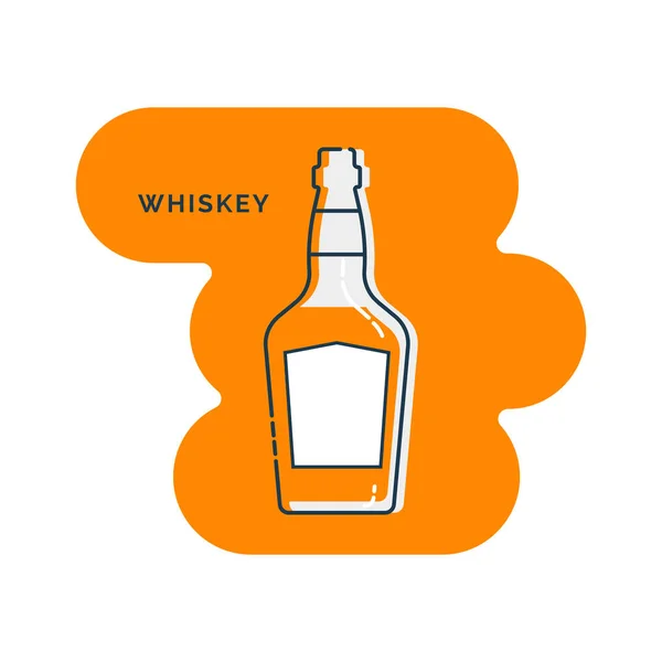 酒壶威士忌系列艺术风格扁平 庆祝设计中的餐厅酒水插图 设计轮廓元素 饮料概述图标 以图形形式孤立在图形背景上 — 图库矢量图片