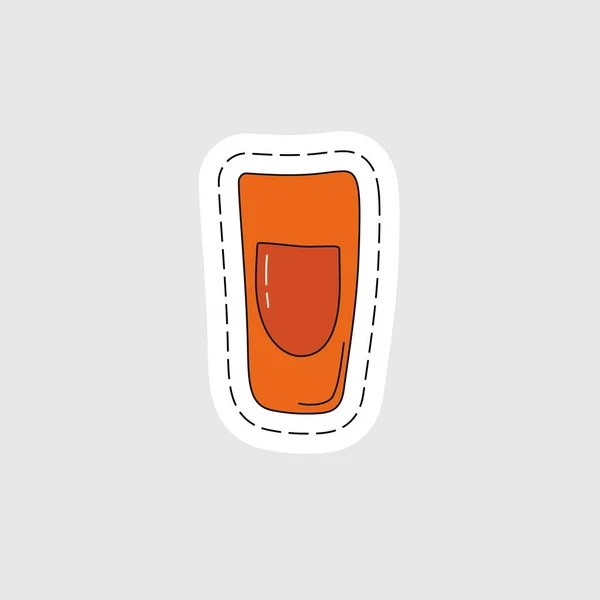 Rum Shot Glas Als Sticker Cartoon Schets Grafisch Ontwerp Doodle — Stockvector