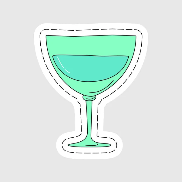 Vermouth Glas Som Klistermärke Tecknad Skiss Grafisk Design Doodle Stil — Stock vektor