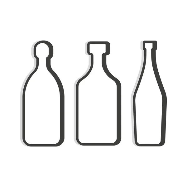 Bouteille Tequila Rhum Martini Forme Linéaire Modèle Simple Objet Isolé — Image vectorielle