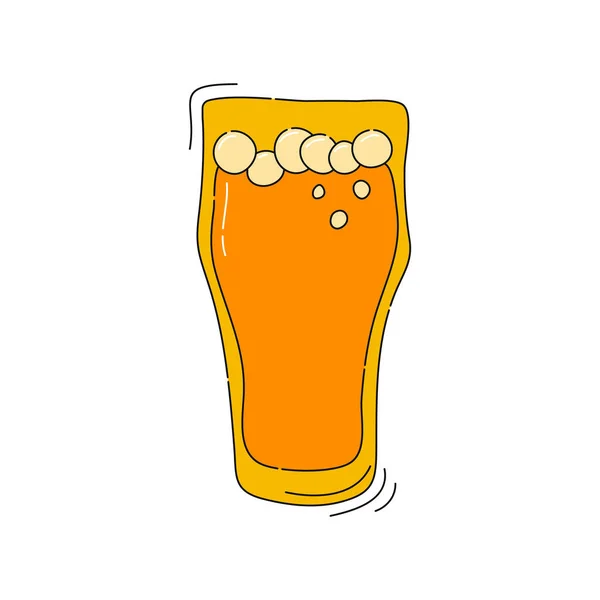 Bier Wijnglas Witte Achtergrond Cartoon Schets Grafisch Ontwerp Doodle Stijl — Stockvector