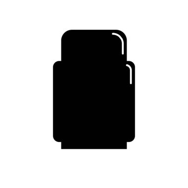 Kozmetik konteynır. Plastik kozmetik kavanoz ürünü. Yağ, maske, krema. İnce beyaz çizgileri olan siluet biçiminde tasarım. Beyaz arkaplanda düz bir şekilde izole edilmiş simge.