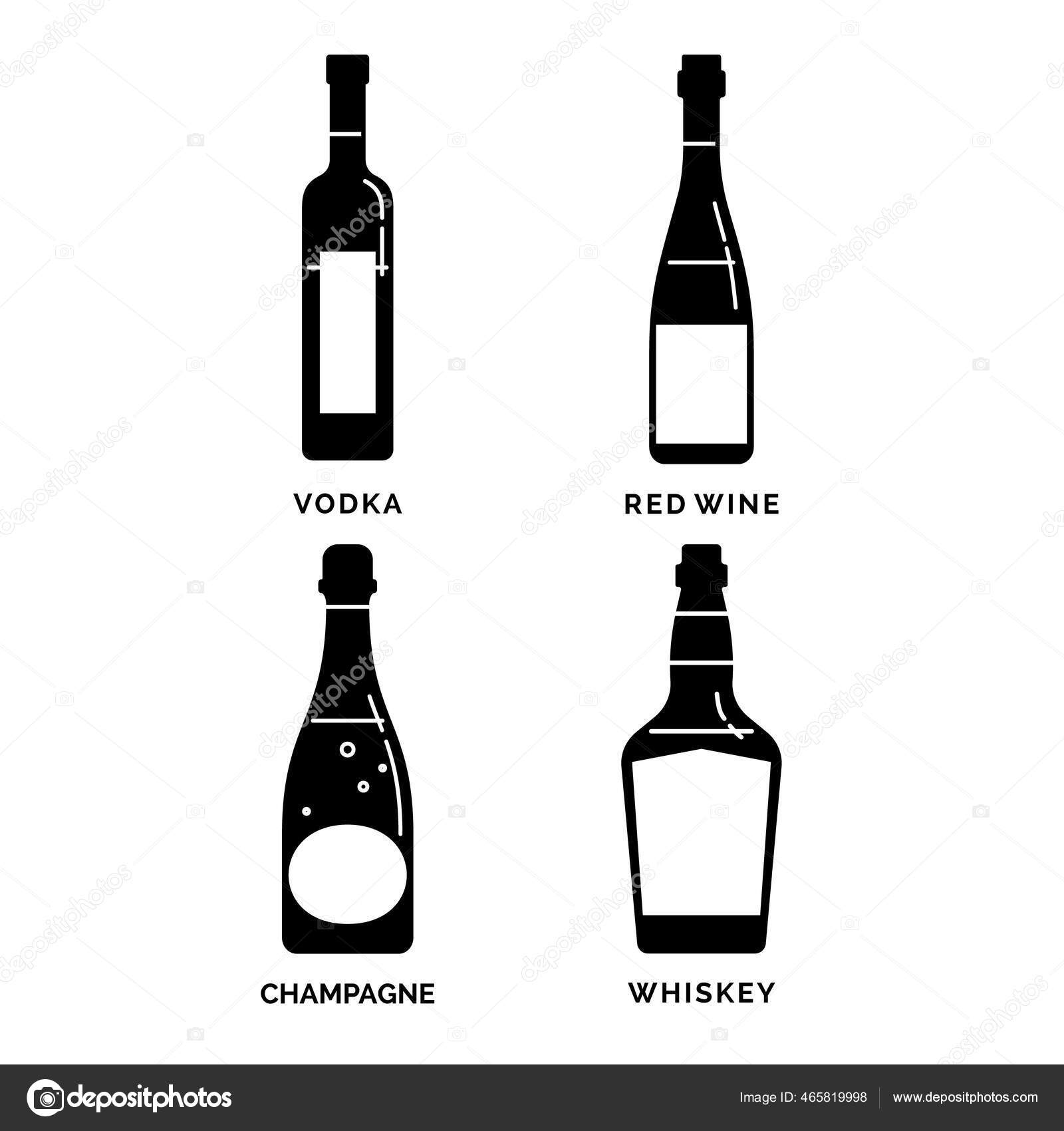 Flaske Vodka Rød Vin Champagne Whisky Som Silhuett Tegning Alkoholholdige  stockvektor © Jeysent #465819998, image size:1600x1700