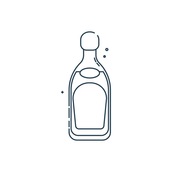 Botella Tequila Línea Arte Estilo Plano Restaurante Ilustración Alcohólica Para — Vector de stock