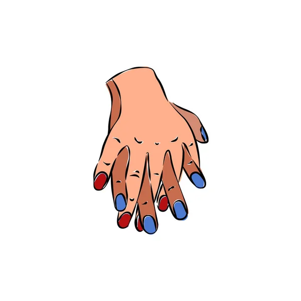 Zwei Menschen Hand Hand Die Handfläche Eines Europäers Der Hand — Stockvektor