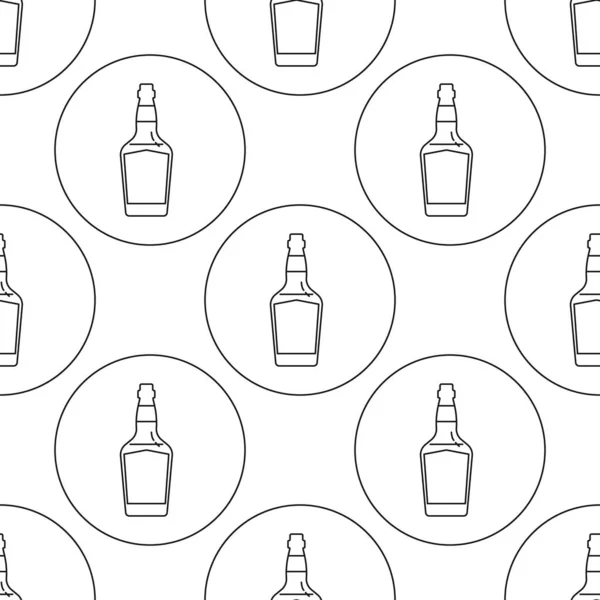 Płynny Wzór Butelki Whisky Płaskim Stylu Postaci Cienkich Linii Postaci — Wektor stockowy