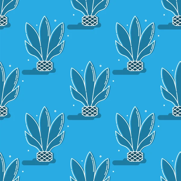 Planta Agave Azul Para Destilar Tequila Padrão Sem Costura Isolado — Vetor de Stock