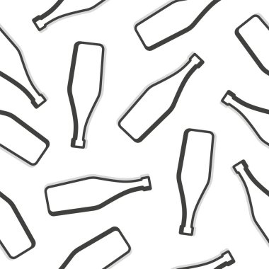 Gölgesiz desenli şişeler. Martini şarap içeceği. Çizgi sanatı tarzı. Taslak tekrarlama şablonu. Parti içkileri konsepti. Beyaz arka planda resim. Herhangi bir amaç için düz tasarım