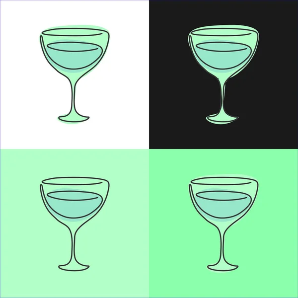 One Line Drawing Vermouth Glass Various Background Four Types Images — Stock Vector