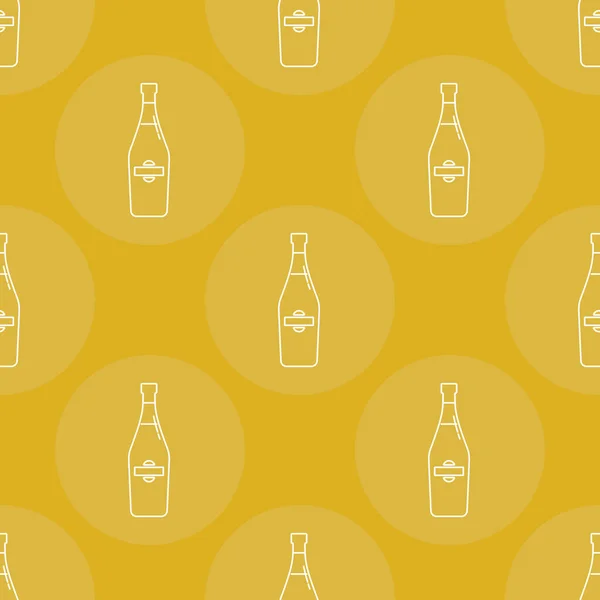 Seamless Pattern Bottles Wine Flat Style Form Thin Lines Form — Stock Vector