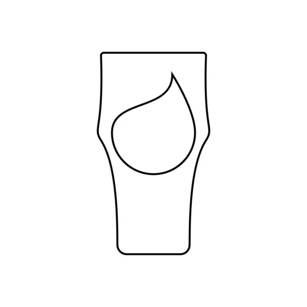 Glass Beer Drop Drink Contour Line Art Flat Style Restaurant — Stok Vektör