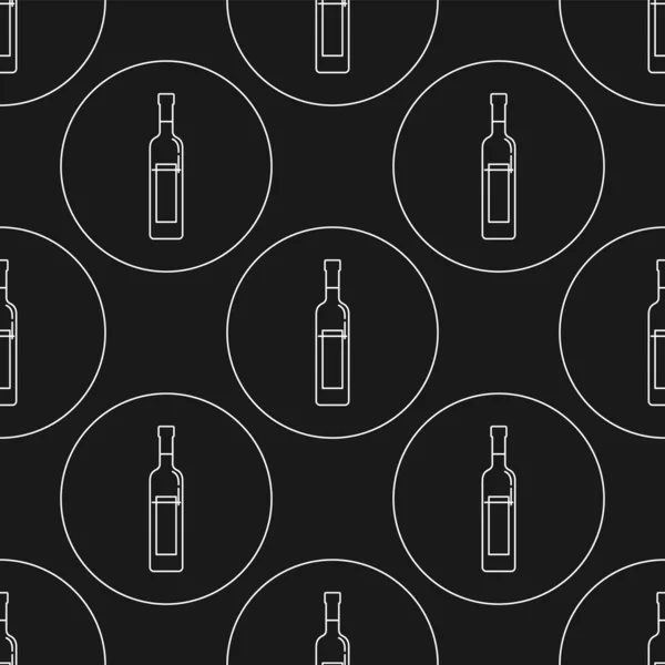 Seamless Pattern Bottle Vodka Flat Style Form Thin Lines Form — Stock Vector