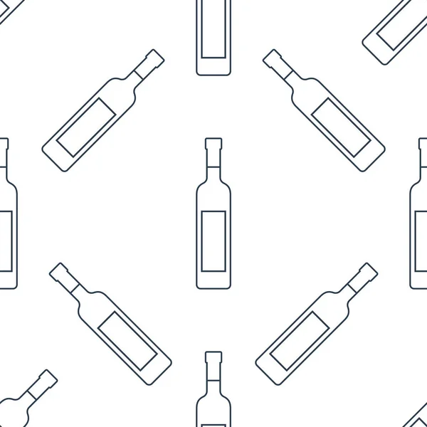 Бутылки Водки Бесшовный Узор Линейный Стиль Контур Изображения Черно Белый — стоковый вектор