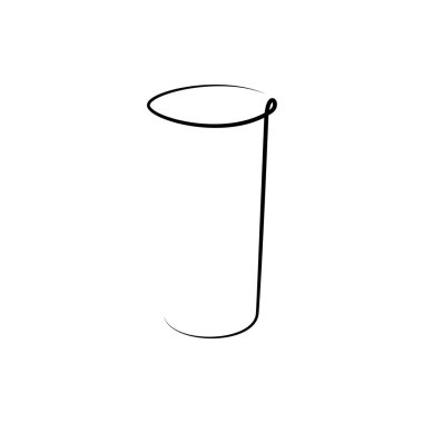 Beyaz arka planda rom kadehi. Grafik sanatları tasarımı. Siyah tek çizgi çizim stili. Elle çizilmiş görüntü. Restoran, kafe ve parti için alkol içeceği konsepti. Serbest çizim biçimi