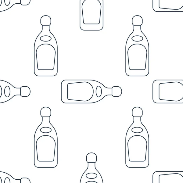 Tequila Botellas Patrón Sin Costura Estilo Línea Arte Esquema Imagen — Archivo Imágenes Vectoriales