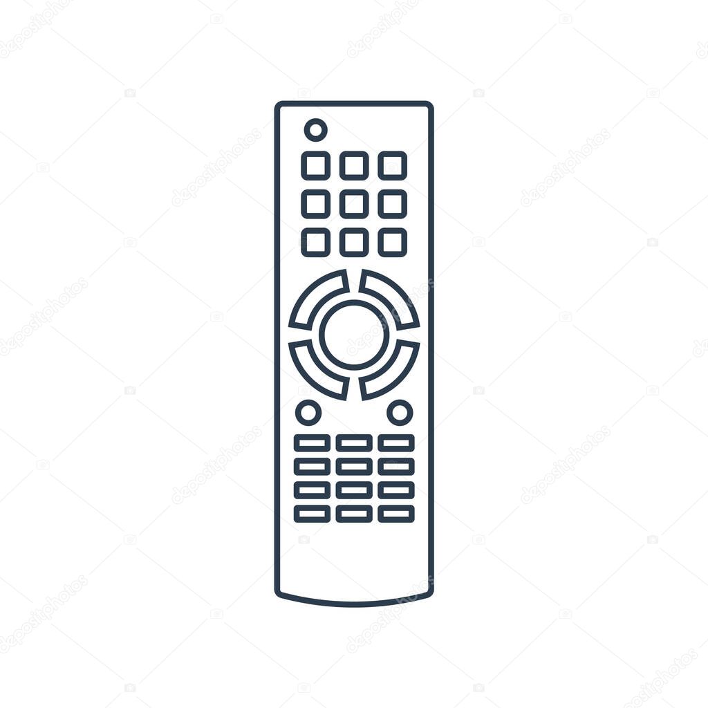 Remote control. Technology communication switch button. Program device. Wireless keyboard. Isolated flat illustration on white background. Black contour line. Universal electronic controller