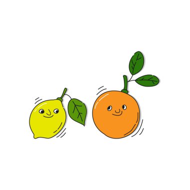 Beyaz arka planda gülümseyen turunçgil meyvesi. Çizgi film grafik tasarımı. Siyah çizgili Doodle tarzı. Güzel el çizimi şişe. Parti içkileri konsepti. Serbest çizim biçimi