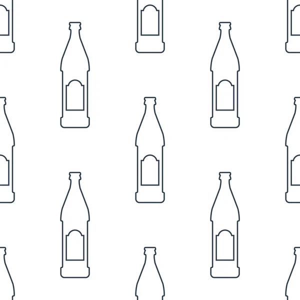 Garrafas Cerveja Sem Costura Padrão Estilo Arte Linha Desenhe Imagem — Vetor de Stock