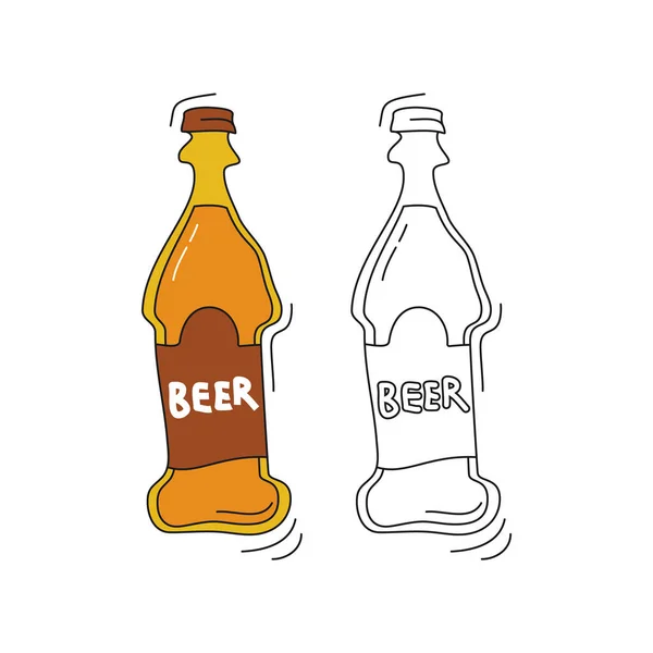 Cerveza Sobre Fondo Blanco Dos Tipos Bebidas Dibujo Dibujos Animados — Archivo Imágenes Vectoriales